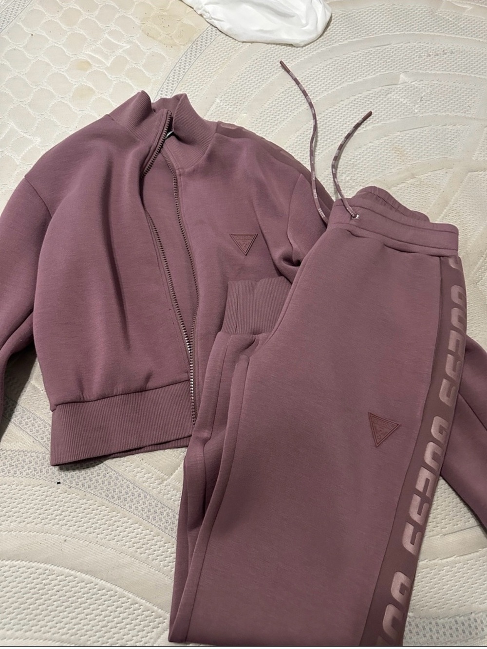 GUESS Women’s Mauve Matching Tracksuit Set Zip-Up & Joggers Size S